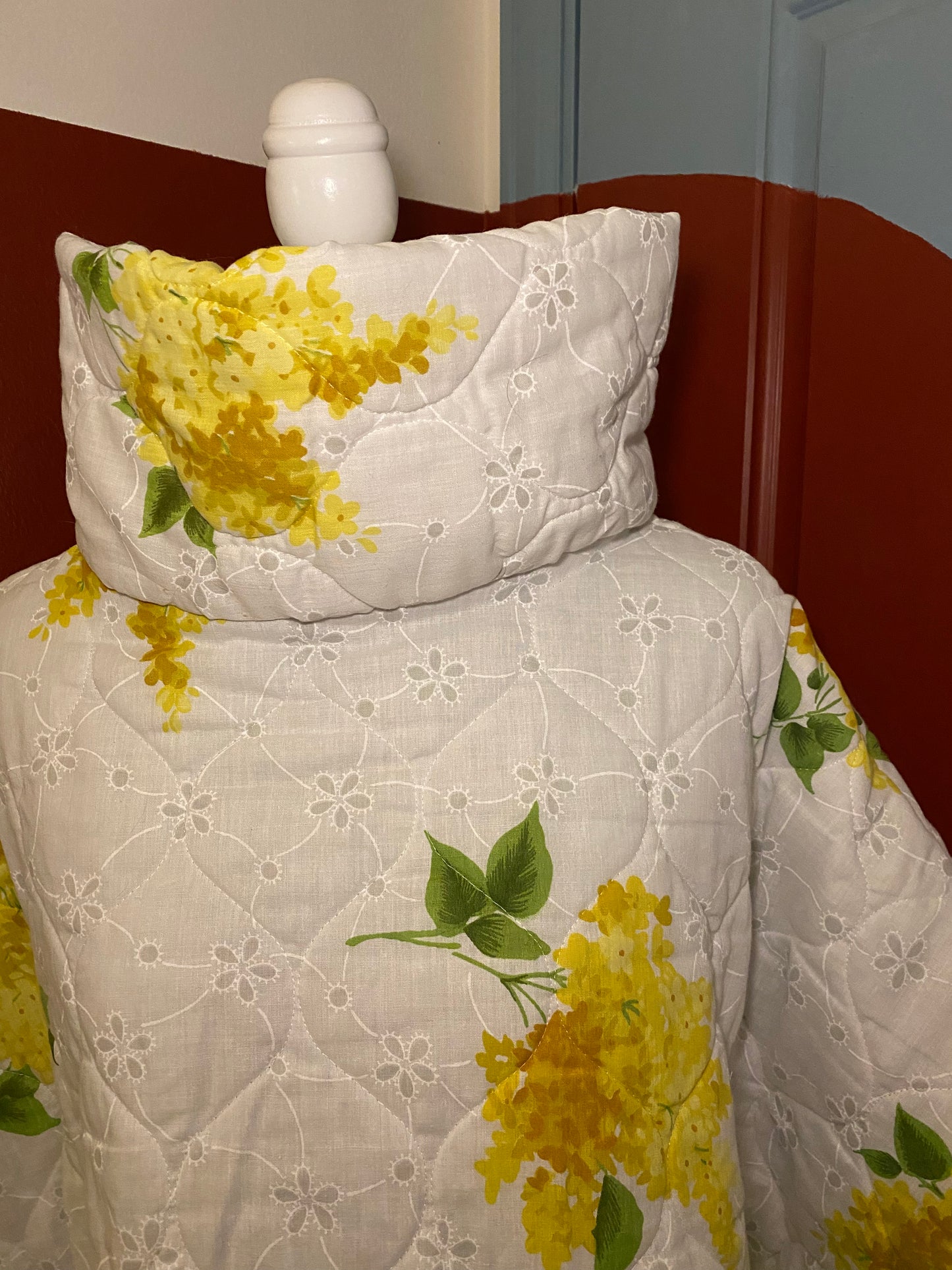 Yellow floral comforter poncho