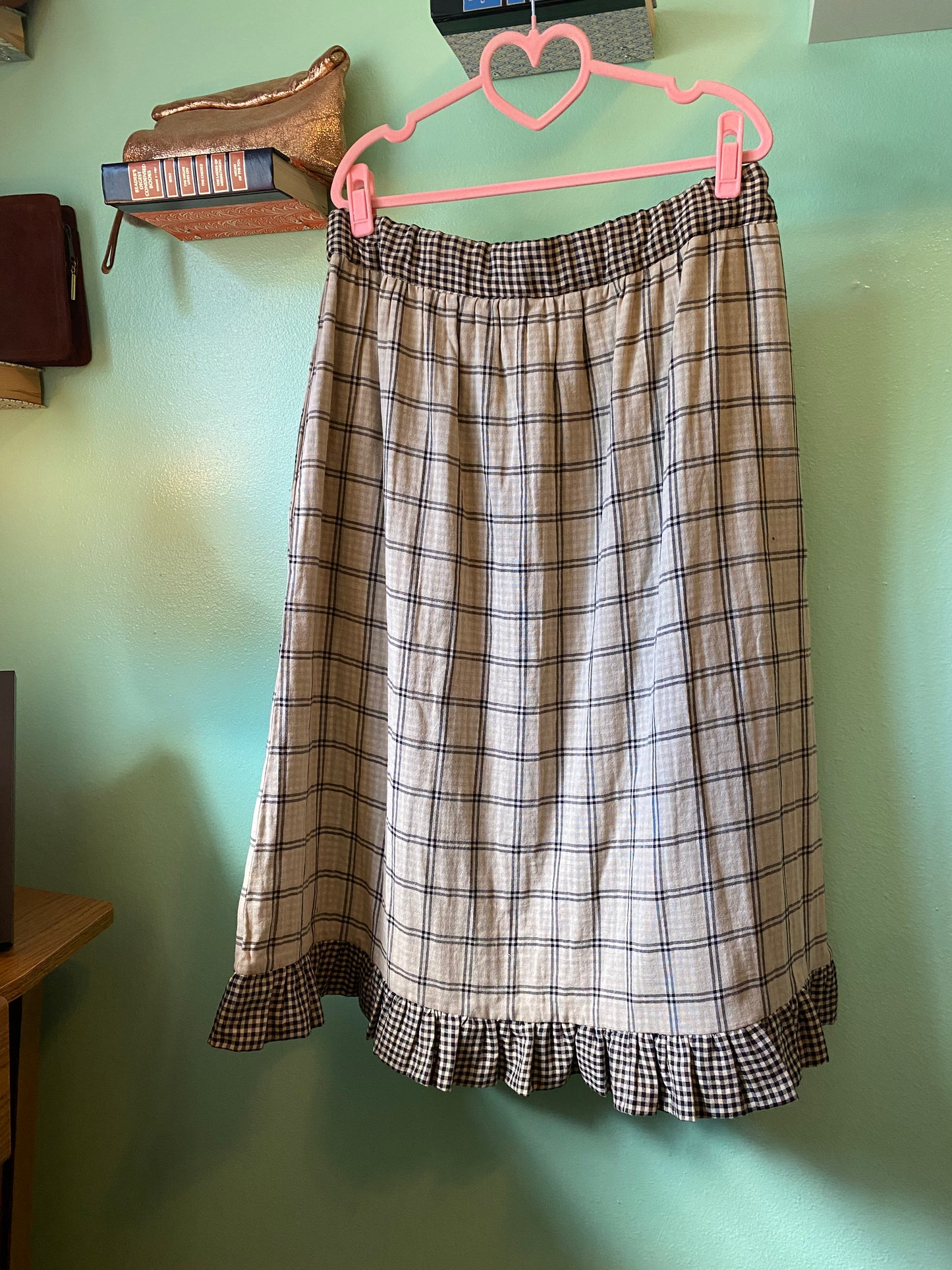 Neutral Checkered Maxi Skirt