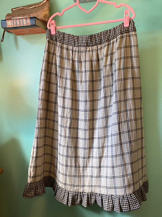 Neutral Checkered Maxi Skirt