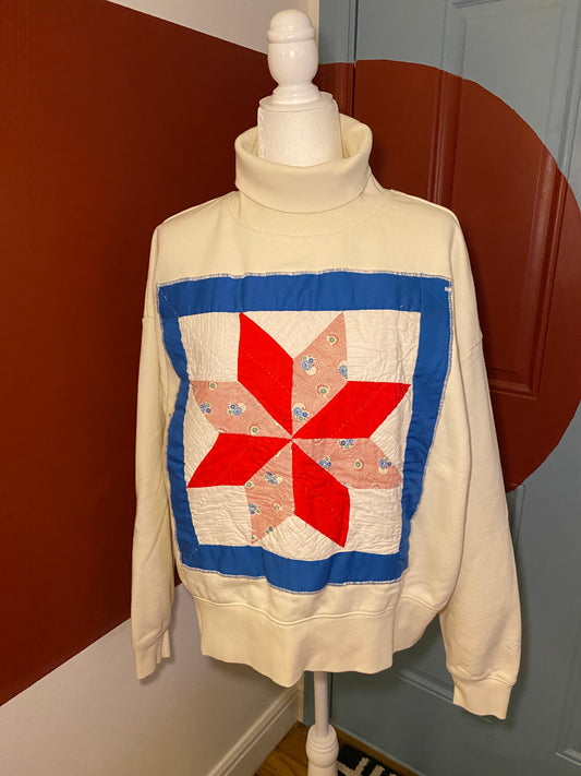 Quilt block sweatshirt (white)