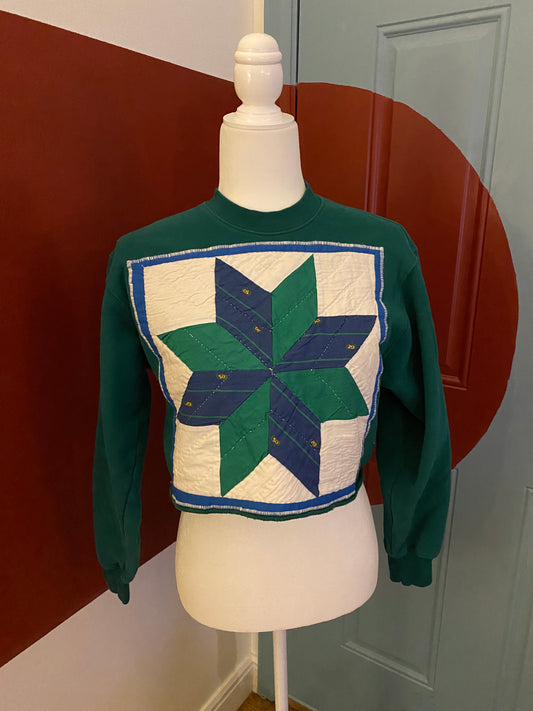 Quilt block sweatshirt (green)