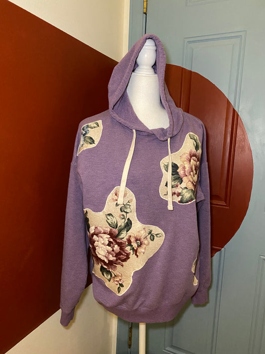 Floral applique sweatshirt (purple)